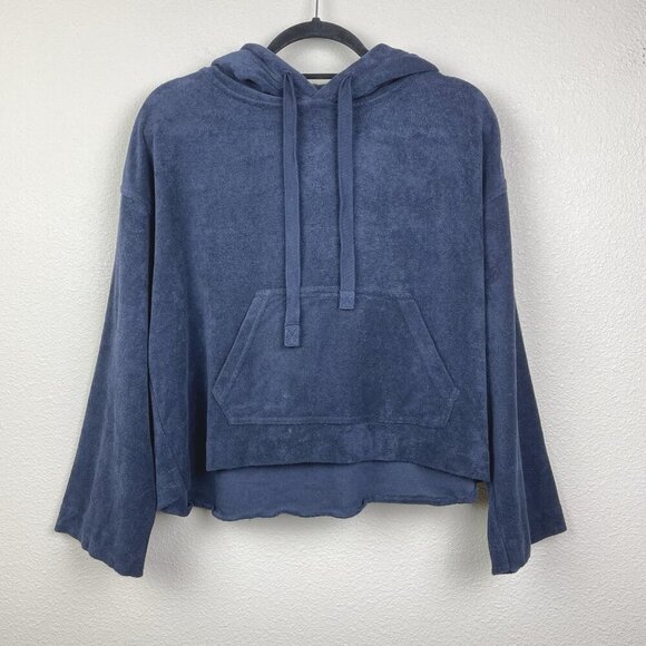 Vince Tops - Vince Women's Small Navy Blue Terry Cloth Hoodie Cropped Casual Pool Beach